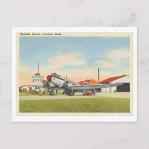 Carte Postale Hyannis Massachusetts Aéroport et Avion Vintage