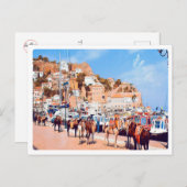 Carte Postale HYDRA - mules au port (Devant / Derrière)