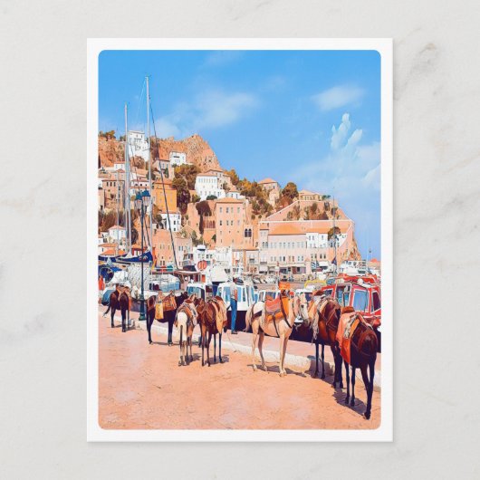 Carte Postale HYDRA - mulets au port (Devant)