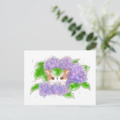 Carte Postale Hydrangea and Mochi Rainy Day  Postcard by Amy C (Debout devant)