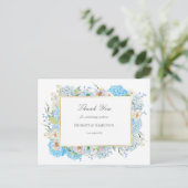 Carte Postale Hydrangea Bleu Élégant Mariage Merci (Debout devant)