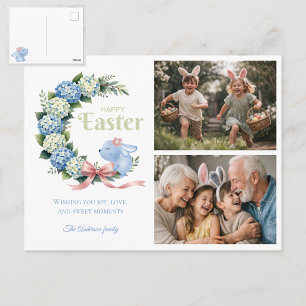 Carte Postale Hydrangea de Pâques à l'aquarelle Lapin Mignon 2 P