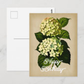 Carte Postale Hydrangea Fleur Élégante Vintage Joyeux Anniversai (Devant / Derrière)