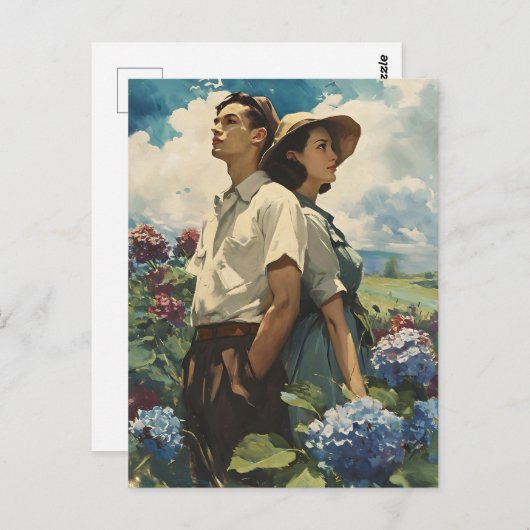 Carte Postale Hydrangea Harmony : Amour Vintage (Devant / Derrière)