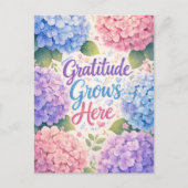 Carte Postale Hydrangea : La gratitude grandit ici (Devant)