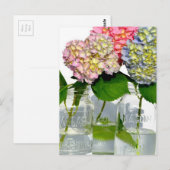 Carte Postale Hydrangeas et jarre de Mason (Devant / Derrière)