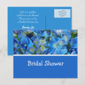 Carte Postale hydrangée bleue fleurs nuptiale invitation douche. (Devant / Derrière)