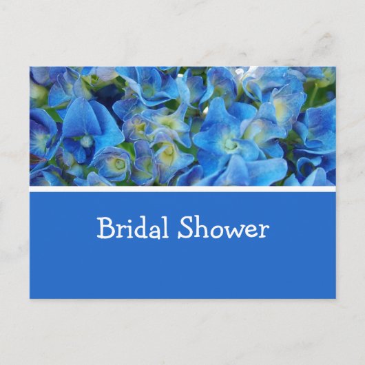 Carte Postale hydrangée bleue fleurs nuptiale invitation douche. (Devant)
