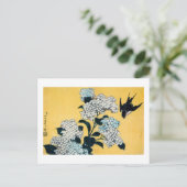 Carte Postale Hydrangée et hirondelle, Hokusai, Ukiyo-e (Debout devant)