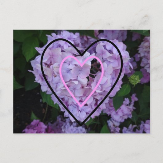 Carte Postale Hydrangée violette dans les coeurs do-it-yourself (Devant)