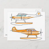 Carte Postale Hydroplane. Avion flottant. vecteur (Devant / Derrière)