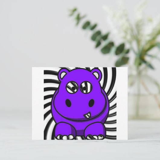 Carte Postale Hypno Hippo violet (Debout devant)