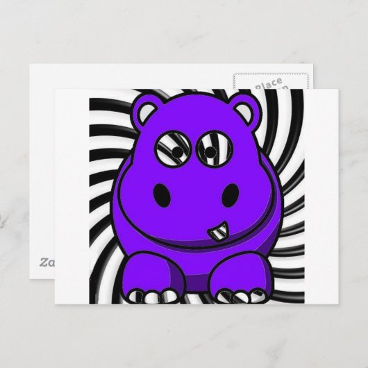 Carte Postale Hypno Hippo violet (Devant / Derrière)