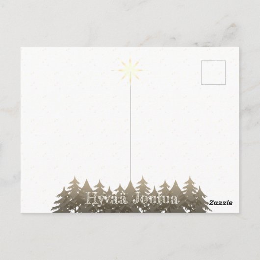 Carte Postale Hyvää Joulua Gold Starry Night Snowfall Trees (Dos)