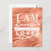 Carte postale I Am Enough Peach Sparkle Tiger Prin (Devant / Derrière)