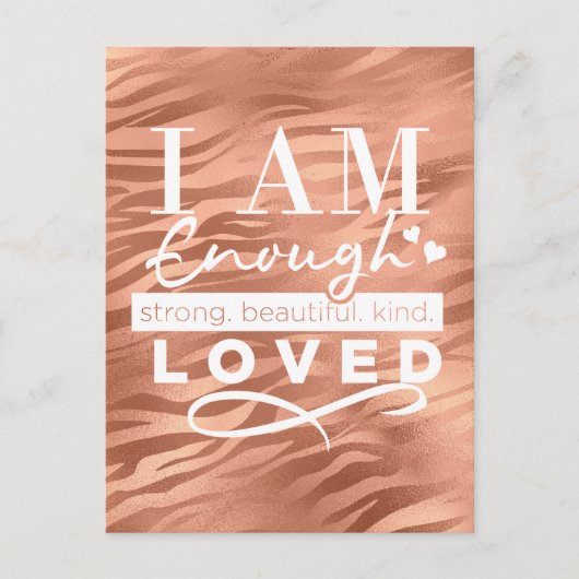 Carte postale I Am Enough Peach Sparkle Tiger Prin (Devant)