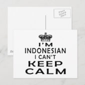 Carte Postale I am Indonesian I can't keep calm (Devant / Derrière)