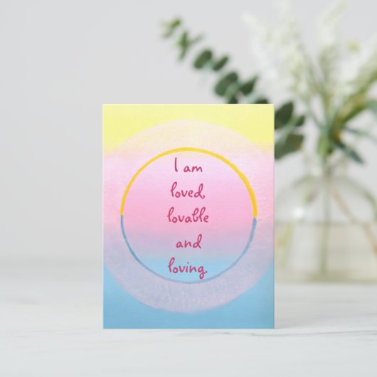 Carte Postale I am loved lovable and loving affirmation postcard (Debout devant)