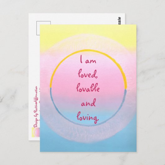 Carte Postale I am loved lovable and loving affirmation postcard (Devant / Derrière)