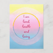 Carte Postale I am loved lovable and loving affirmation postcard (Devant)