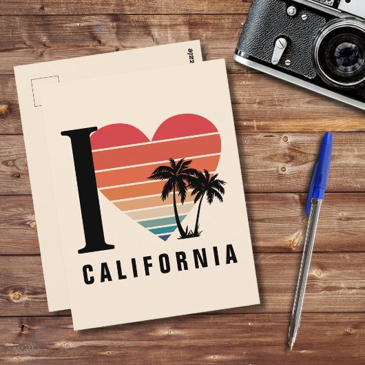 Carte Postale I ♥ California Retro