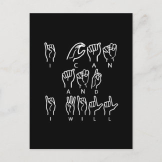 Carte Postale I Can And I Will ASL doigt orthographe américaine