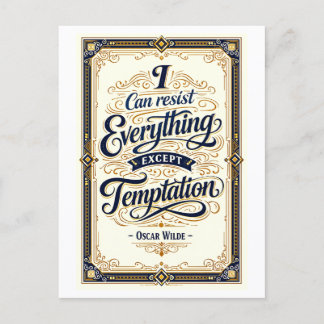 Carte Postale "I Can Resist Everything" Wilde Quotation