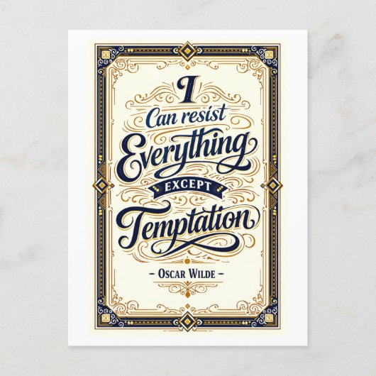 Carte Postale "I Can Resist Everything" Wilde Quotation (Devant)