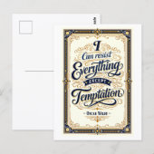 Carte Postale "I Can Resist Everything" Wilde Quotation (Devant / Derrière)