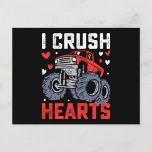 Carte Postale I Crush Hearts Monster Truck Saint-Valentin