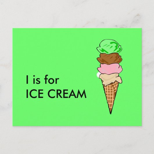 Carte Postale "I" est pour Ice Cream Alphabet Flashcard (Devant)