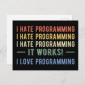 Carte Postale I Hate Programmation - Drôle Programmeur I (Devant / Derrière)