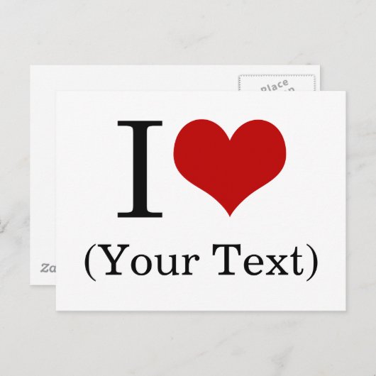 Carte Postale I Heart (Add Your Own Custom Text) Template (Devant / Derrière)