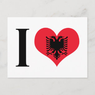 Carte Postale I Heart Albanie - I Love Albanie - Drapeau albanai