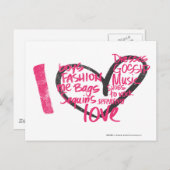 Carte Postale I Heart Graffiti Magenta (Devant / Derrière)