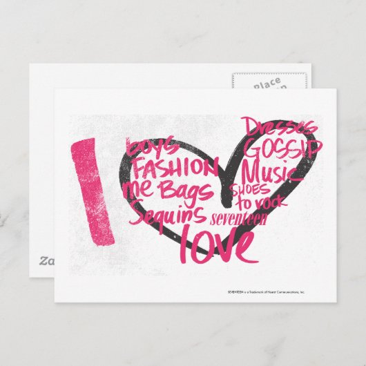 Carte Postale I Heart Graffiti Magenta (Devant / Derrière)