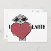 Carte postale I Heart Love Earth Alien (Devant / Derrière)