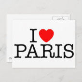 Carte Postale I heart (love) Paris (Devant / Derrière)