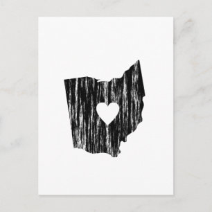Carte Postale I Heart Ohio Grunge Worn Outline State Love