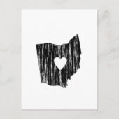 Carte Postale I Heart Ohio Grunge Worn Outline State Love (Devant)