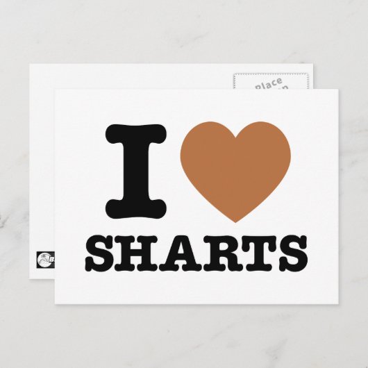 Carte Postale I Heart Sharts Funny Icon Graphisme (Devant / Derrière)