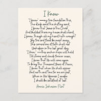 Carte postale "I Know" Annie Johnson Flint Poetry