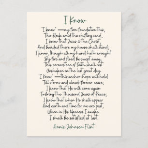 Carte postale "I Know" Annie Johnson Flint Poetry
