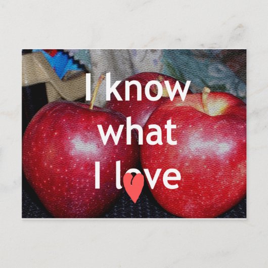 Carte Postale "I Know What I Love" - Design à thème Apple (Devant)