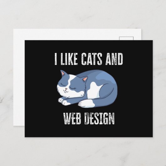 Carte Postale I like Cats and Web Design Gift (Devant / Derrière)