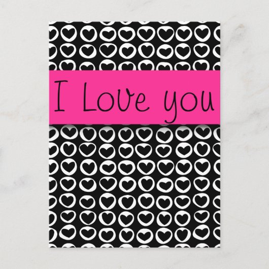 Carte Postale I Lote mignonne Girly Coeurs noir et blanc (Devant)