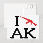 Carte Postale I Love AK - AK47 - (Devant / Derrière)