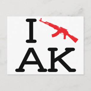Carte Postale I Love AK - AK47 -