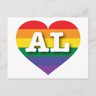 Carte Postale I Love Alabama Rainbow Heart