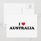 Carte Postale I Love Australia (Devant / Derrière)